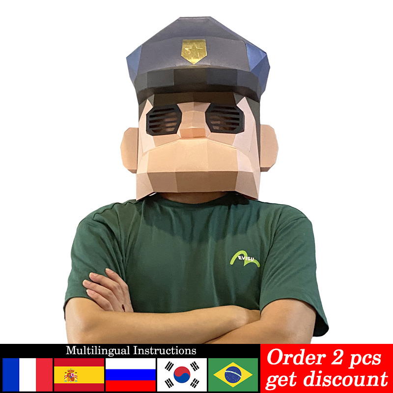 Art Craft Cardboard - Cartoon Police Mask Paper Model,Small Size,3D