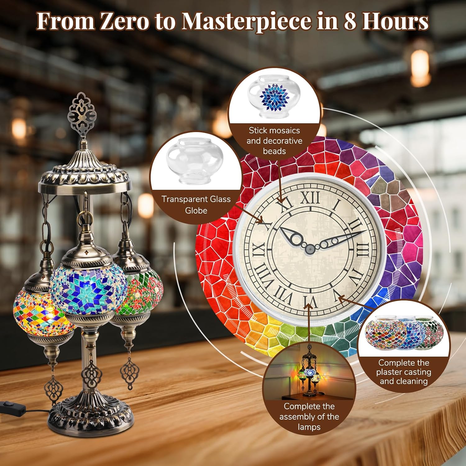 DIY 3 Globe Turkish Mosaic Lam - Art Craft Kit recension och pris